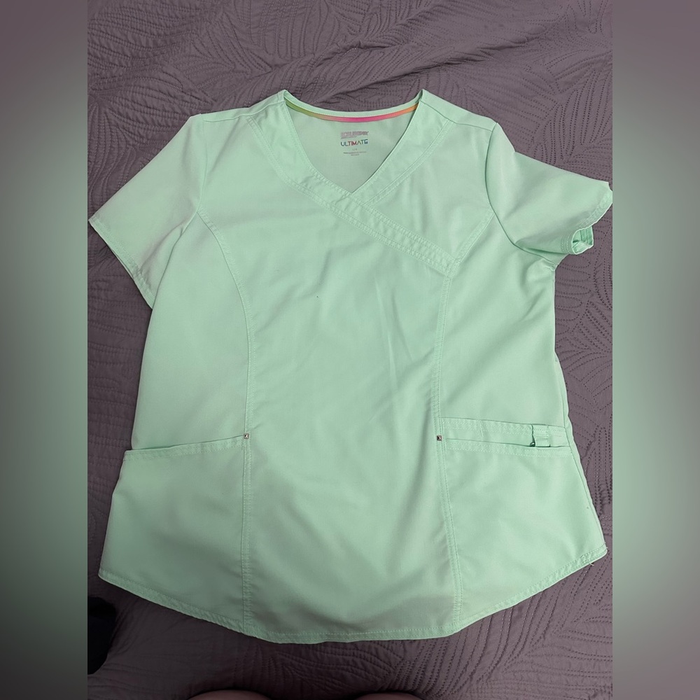 Mint green scrub top